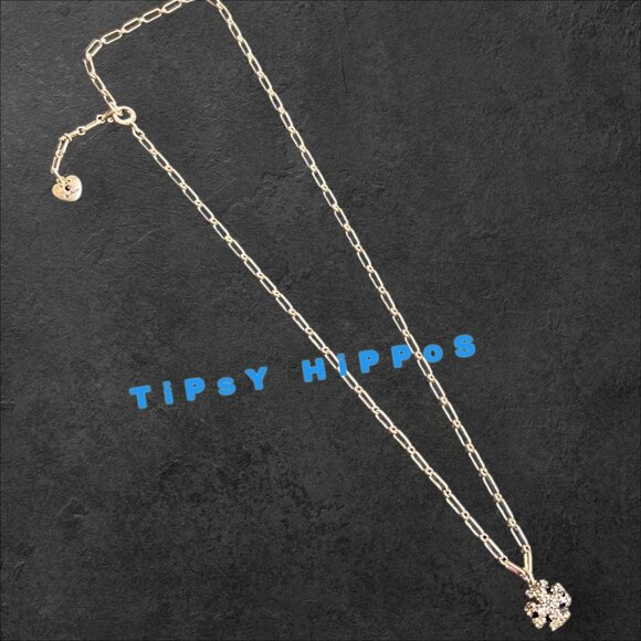 Tory Burch Kira Crystal Pave Logo Pendant Necklace - Picture 4 of 6